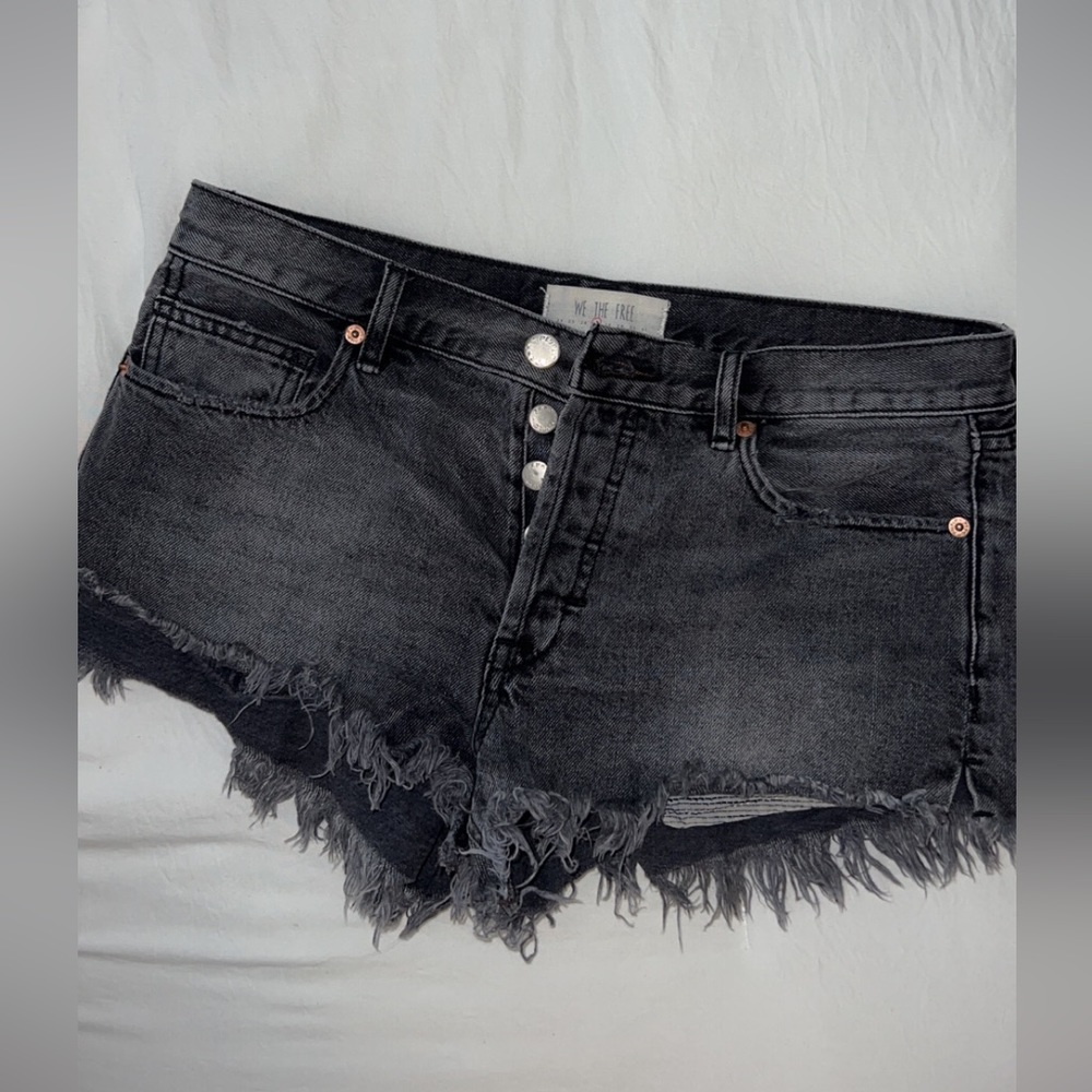Free People Black Denim Shorts